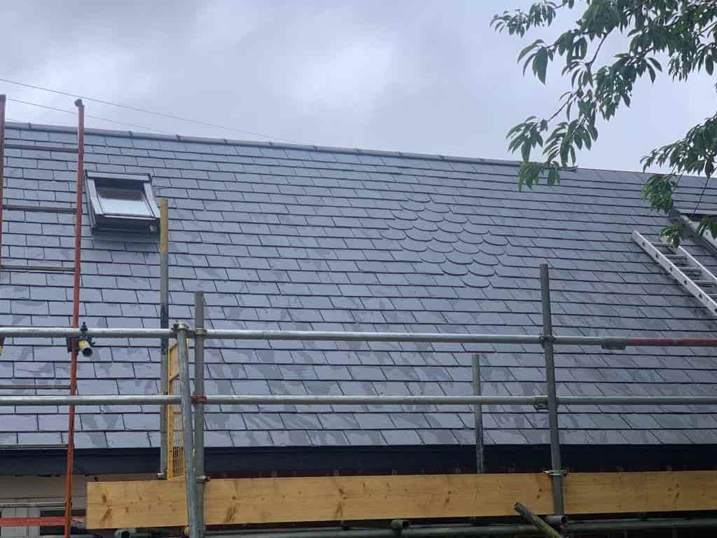 this is a photo of a slate roof installation in Hastings. Installation carried out by Hastings Roofing Services