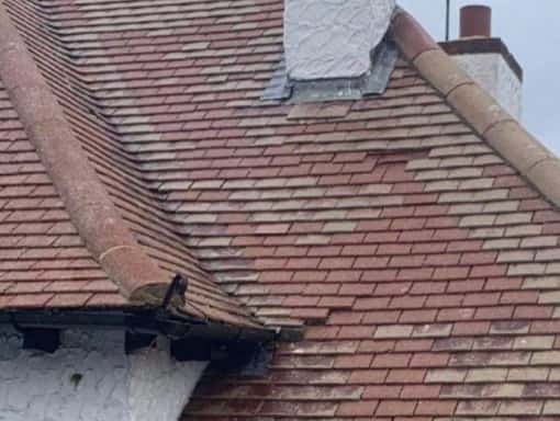 this is a photo of a roof needing repairs in Hastings